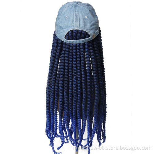 Twist Hair Wigs Synthetic Black Hat Attached hat With Baseball Hat With Goddess Locs Wig